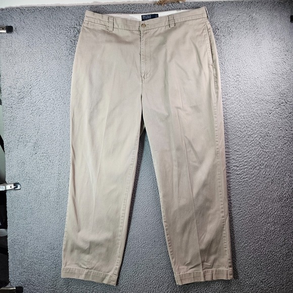 VTG Polo Ralph Lauren Classic Chino Philip Pants Men 38 x 30 Flat Front Beige - Picture 1 of 12